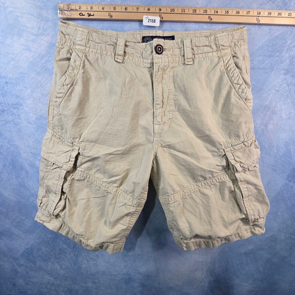American‎ Eagle Mens Khaki Tan Ripstop Cargo Shorts Size 33 Casual Utility 2158